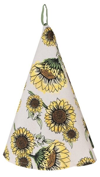 Béžová okrúhla bavlnená utierka so slnečnicami Sunny Sunflowers - Ø 80 cm - Clayre & Eef