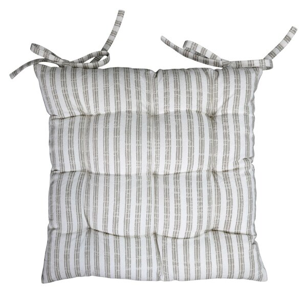 Taupe pruhovaný podsedák s výplňou Nimes Seat - 40*40 cm - Chic Antique