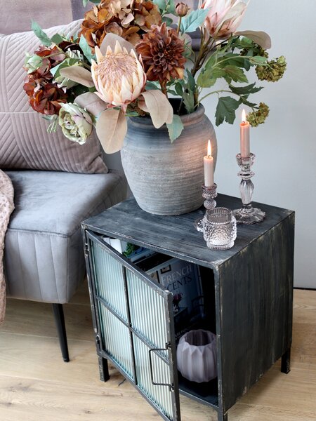 Dekorácia umelá zelená kvetina Ruže Rose dusty green - 75 cm - Chic Antique