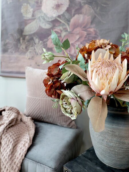 Dekorácia umelá zelená kvetina Ruže Rose dusty green - 75 cm - Chic Antique