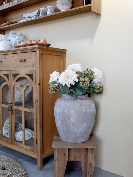 Dekorácia umelá krémová kvetina Jiřina Dahlia cream - 48 cm - Chic Antique