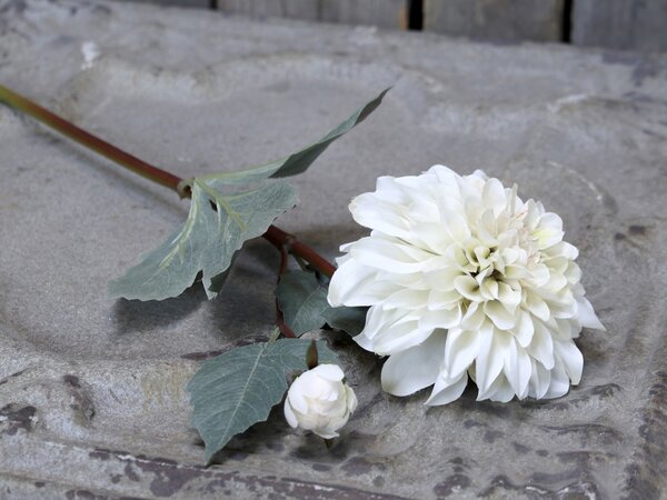 Dekorácia umelá krémová kvetina Jiřina Dahlia cream - 48 cm - Chic Antique