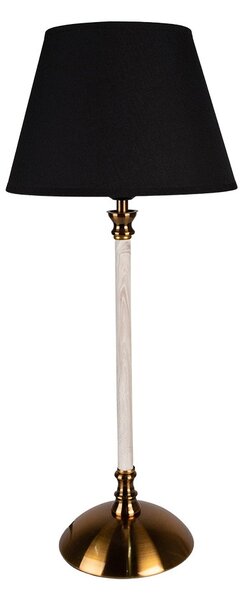 Stolová lampa s bielo-zlatou základňou a čiernym tienidlom Vileo - Ø 22*53 cm E27/max 1*60W - Clayre & Eef