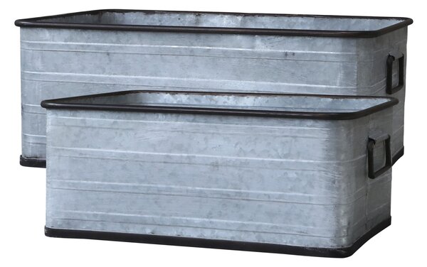 2ks dekoračné plechové zinkové antik obaly na kvetináče - 58*36*24 cm - Chic Antique