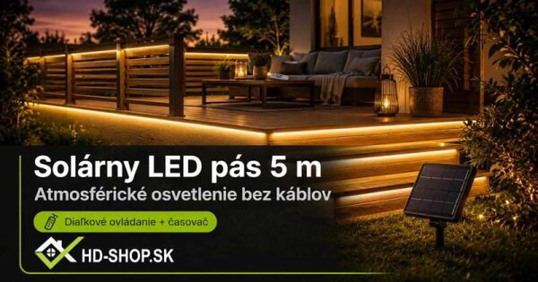 Solárny LED pás s diaľkovým ovládaním 5m (DX-SOLAR-3000/5M)