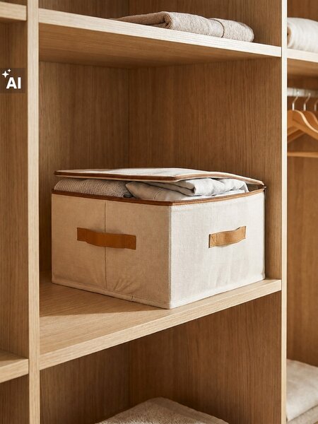 Sinsay - Úložný box s vekom na zips - béžová