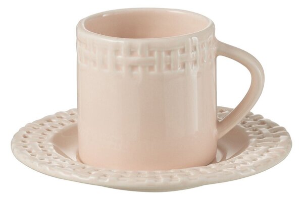 Ružová keramická šálka s tanierikom Hella Pastel Pink - 14*14*9 cm - J-Line by Jolipa
