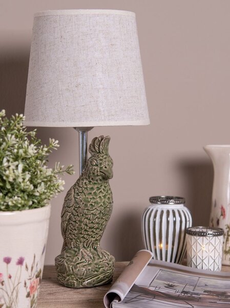 Stolová lampa s papagájom a béžovým tienidlom Parrot - Ø 18*38 cm E27/max 1*60W - Clayre & Eef