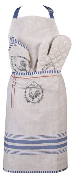 Béžová bavlnená chňapka - rukavice s kohútom Devine French Roster - 18*30 cm - Clayre & Eef