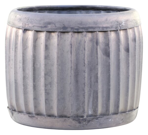 Dekoračný plechový antik obal na kvetináč Grooves M - Ø 23*16cm - Chic Antique