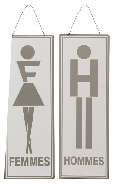2ks závesná kovová ceduľa Men Women, Femmes Hommes - 16*46 cm - J-Line by Jolipa