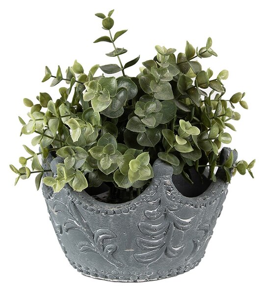 Sivý cementový kvetináč v tvare koruny - 18*17*12 cm - Clayre & Eef