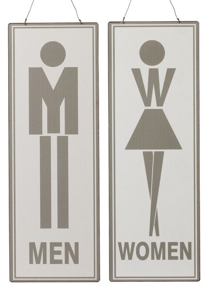 2ks závesná kovová ceduľa Men Women, Femmes Hommes - 16*46 cm - J-Line by Jolipa