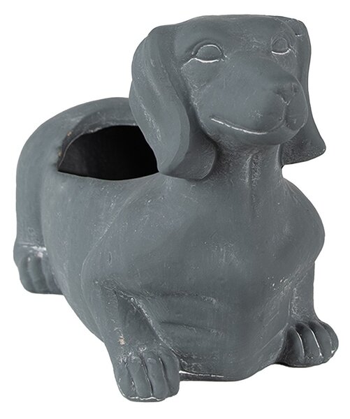 Šedý cementový kvetináč Jazvečík - 30*12*16 cm - Clayre & Eef