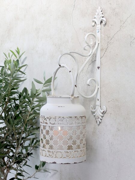 Krémový antik závesný kovový hák na lampáš Mounted - 8*17*41cm - Chic Antique