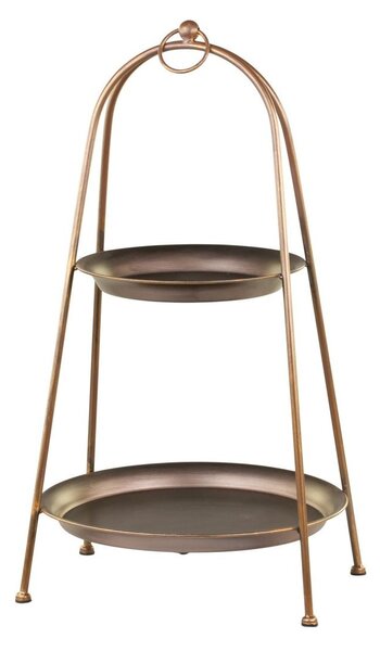 Bronzový antik dekoračný kovový etažér Trays - Ø30*55cm - Chic Antique