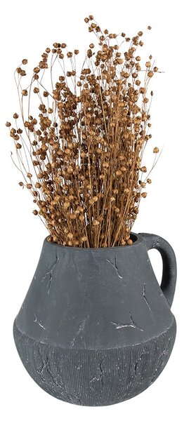 Tmavosivý dekoratívny obal na kvetináč s uchom Édith L - 23*23*21 cm - Clayre & Eef