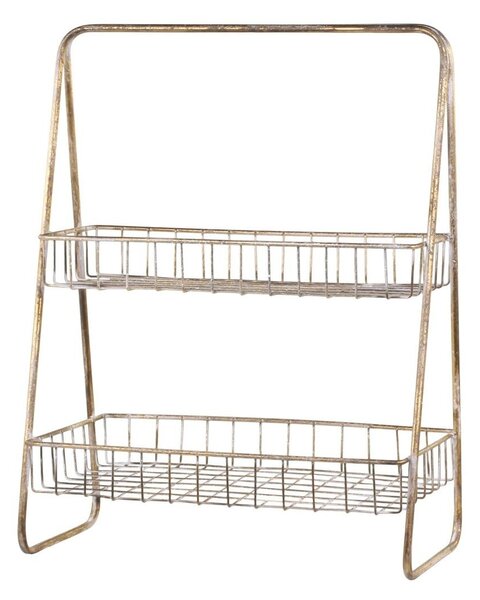 Bronzový antik dekoračný kovový etažér Fil de Fer Basket - 23*41*55cm - Chic Antique