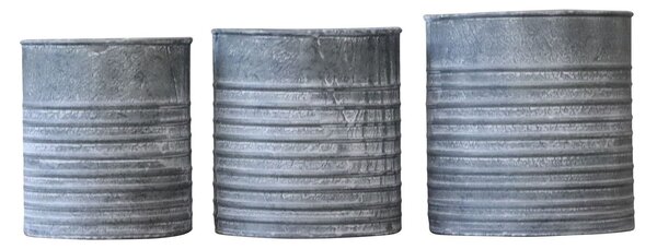 3ks plechový zinkový antik obal na kvetináč Planters - Ø 21*22/Ø 17*20 / Ø 13*18cm - Chic Antique
