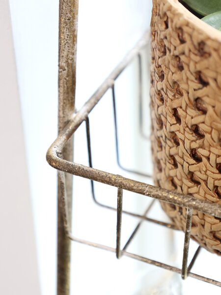 Bronzový antik dekoračný kovový etažér Fil de Fer Basket - 23*41*55cm - Chic Antique