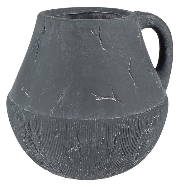Tmavosivý dekoratívny obal na kvetináč s uchom Édith L - 23*23*21 cm - Clayre & Eef