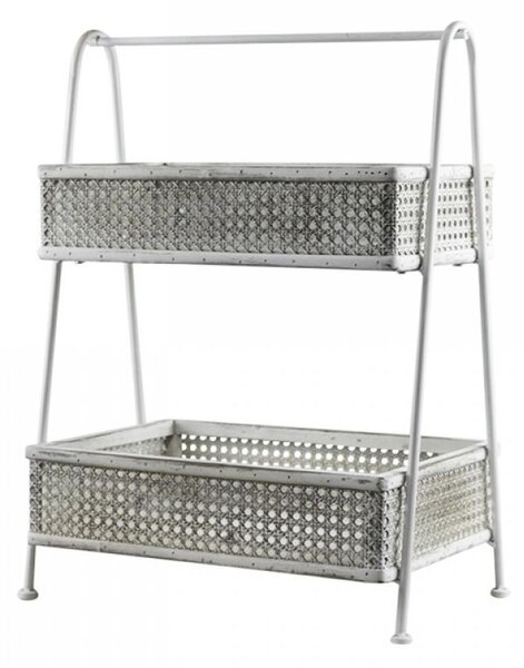 Krémový antik dekoračný kovovo-drevený etažér Baskets - 45*27*60cm - Chic Antique