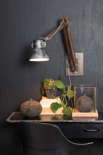 Hnedo - strieborná antik nástenná lampa Efren - 58 * 18 * 55 cm / E27 / 40W - Light & Living