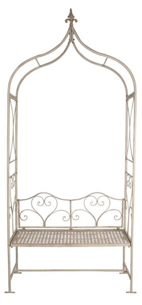 Béžová antik kovová záhradná lavica s oblúkom Ambronia - 108*41*239 cm - Clayre & Eef