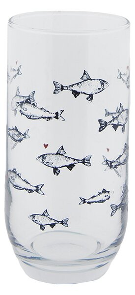Pohárik s rybkami Sun Sea And Fish - Ø 7*14 cm / 380 ml - Clayre & Eef