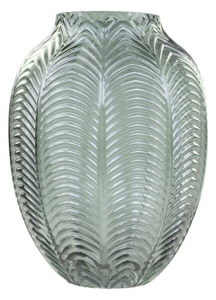Zelená sklenená dekoračná váza Leaf - Ø 14*18cm - Chic Antique