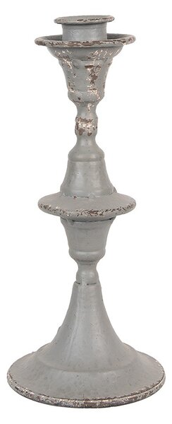 Šedý antik kovový svietnik na úzku sviečku - Ø 12*26 cm - Clayre & Eef