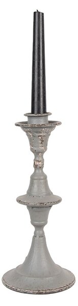 Šedý antik kovový svietnik na úzku sviečku - Ø 12*26 cm - Clayre & Eef