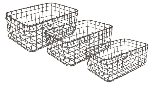 Set 3ks drôtených ozdobných košíkov - 30*20*14 / 26*16*12 / 22*12*10 cm - Clayre & Eef