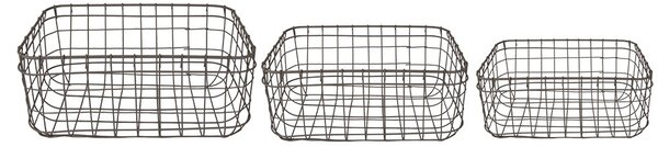 Set 3ks drôtených ozdobných košíkov - 30*20*14 / 26*16*12 / 22*12*10 cm - Clayre & Eef