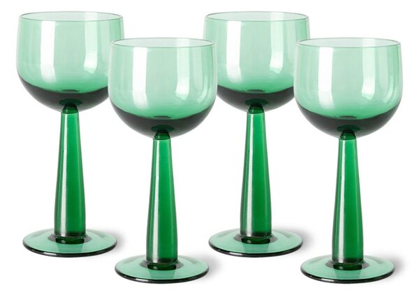 Set 4ks zelený pohár na víno na vysokej nohe The Emeralds - Ø 8*17cm/ 200ml - HKLIVING