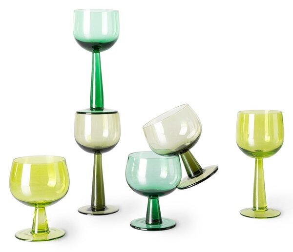 Set 4ks zelený pohár na víno na nízkej nohe The Emeralds - Ø 8*11cm/ 250ml - HKLIVING