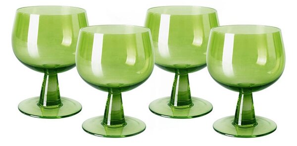 Set 4ks zelený pohár na víno na nízkej nohe The Emeralds - Ø 8*11cm/ 250ml - HKLIVING