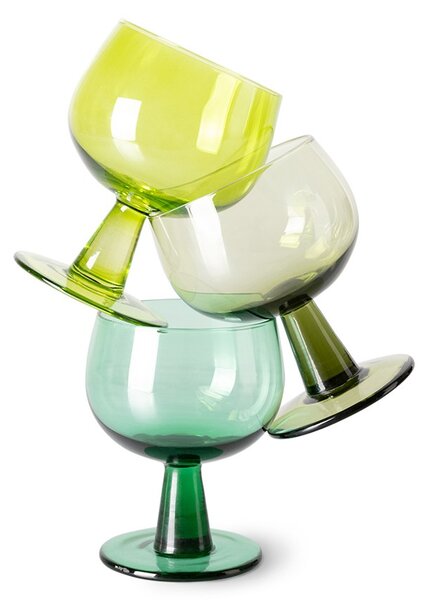 Set 4ks zelený pohár na víno na nízkej nohe The Emeralds - Ø 8*11cm/ 250ml - HKLIVING