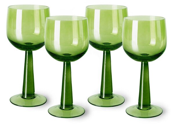 Set 4ks zelený pohár na víno na vysokej nohe The Emeralds - Ø 8*17cm/ 200ml - HKLIVING