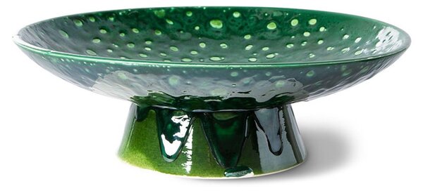 Zelená keramická misa na nohe The Emeralds - Ø 30*10cm - HKLIVING