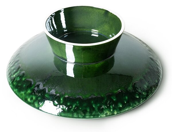 Zelená keramická misa na nohe The Emeralds - Ø 30*10cm - HKLIVING