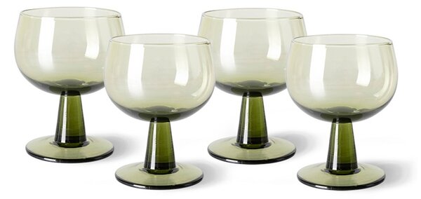 Set 4ks zelený pohár na víno na nízkej nohe The Emeralds - Ø 8*11cm/ 250ml - HKLIVING