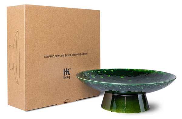 Zelená keramická misa na nohe The Emeralds - Ø 30*10cm - HKLIVING