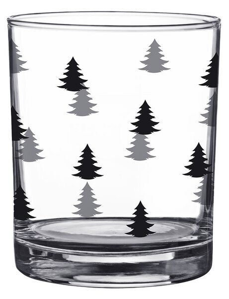 Pohárik na pitie s čiernymi stromčekmi Black&White X-Mas - Ø 7*9 cm / 230 ml - Clayre & Eef