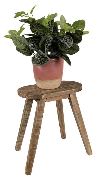 Hnedý dekoračný kvetinový drevený oválny stolík - 30*16*32 cm - Clayre & Eef