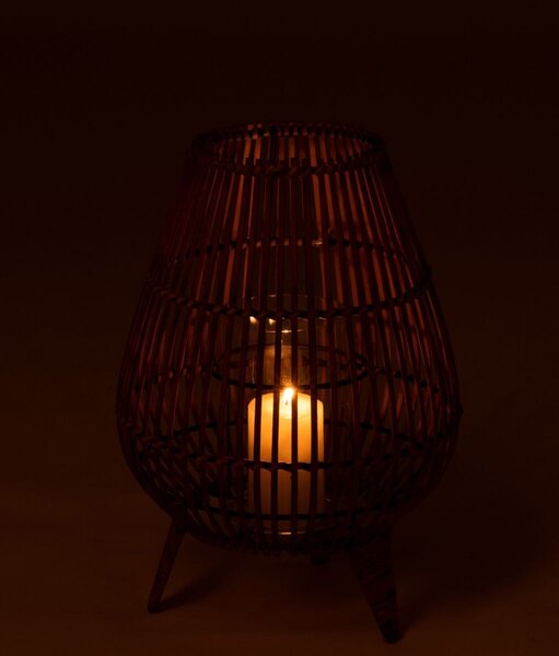Hnedá ratanová lampáš na nožičkách Ratio - 23*23*31 cm - J-Line by Jolipa