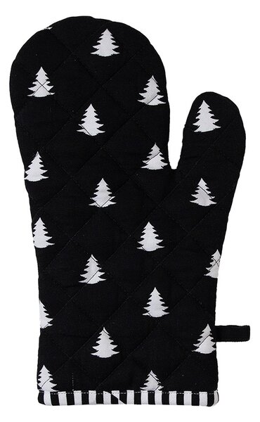 Biela bavlnená chňapka - rukavice so stromčekmi Black&White X-Mas - 18*30 cm - Clayre & Eef