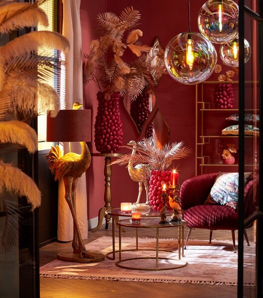 Bronzová antik stojaca lampa pštros Ostrich bronze - 38*27*95 cm / E27 - Light & Living