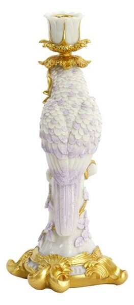 Zlatý antik svietnik s papagájom Lora lilac - 12*11*29 cm - Light & Living