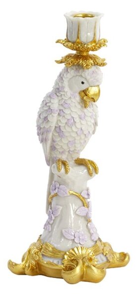 Zlatý antik svietnik s papagájom Lora lilac - 12*11*29 cm - Light & Living